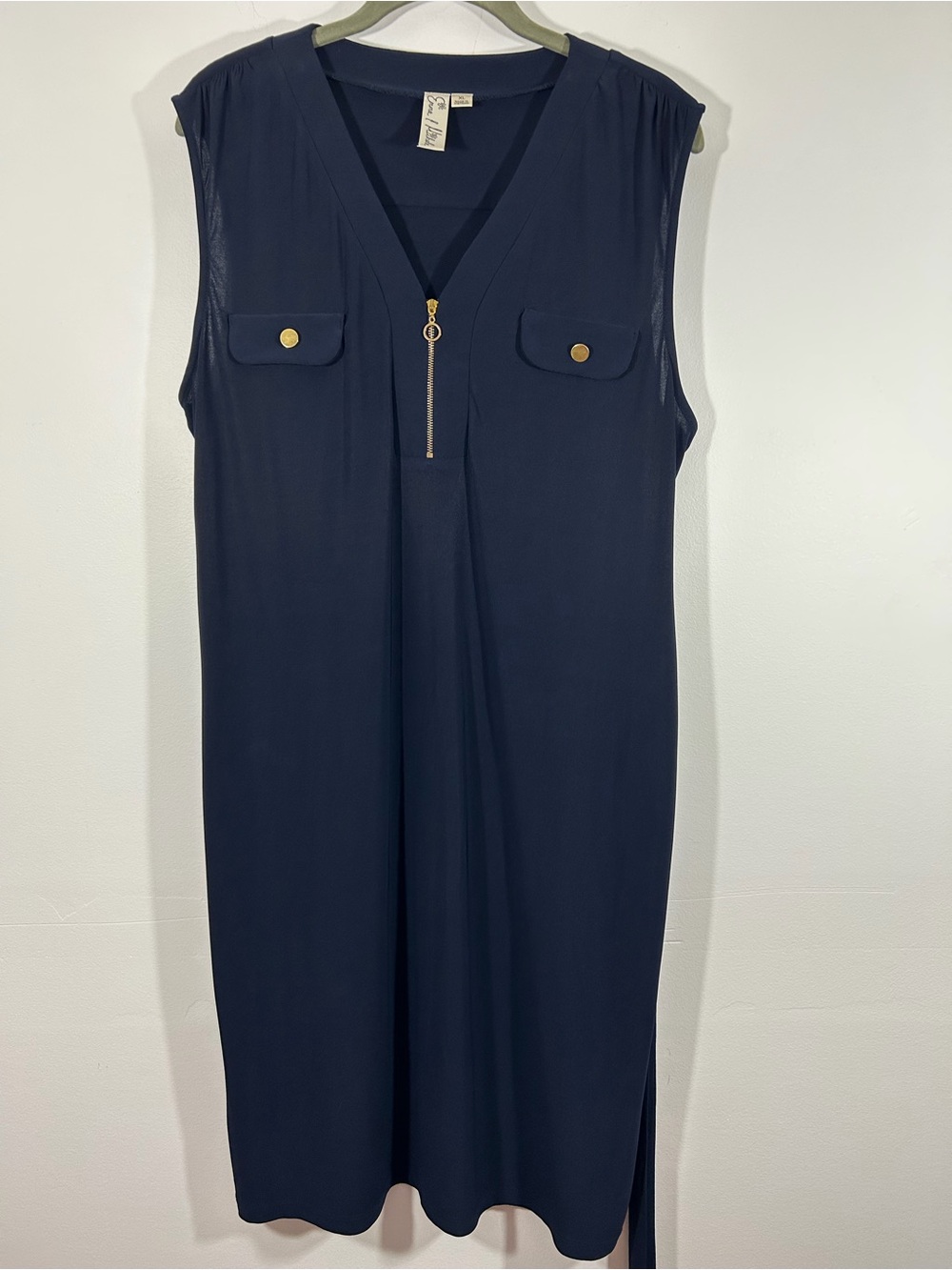 Emma & Michele Navy V-Neck Dress Top